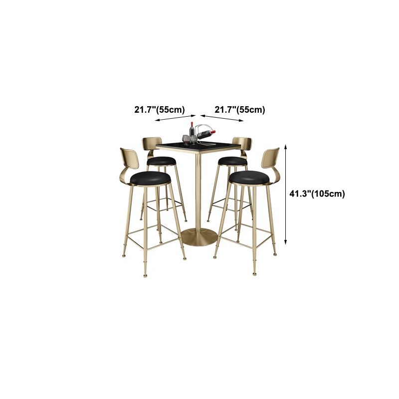 Glam Pedestal Bar Dining Table Faux Marble Cocktail Bar Table with Metal Base