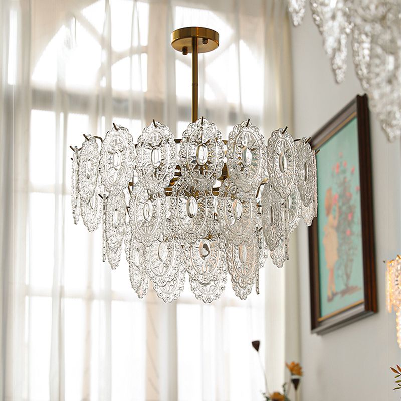 Contemporary Style Geometry Pendant Chandeliers Glass Hanging Light Fixtures in Gold