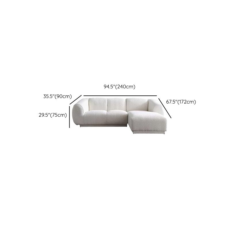 Minimalist Wool Sofa with Chaise in White 29.1" H Fabric Sofa