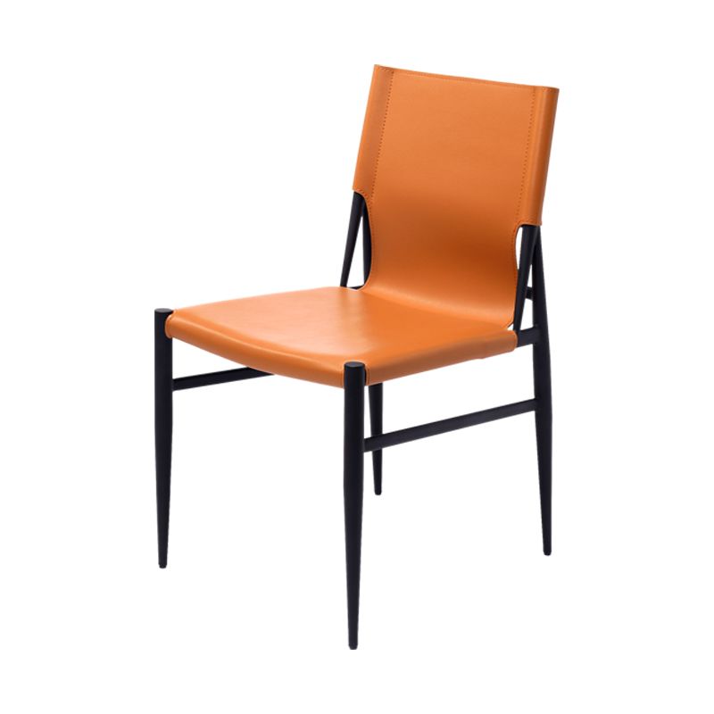 Contemporary Style Leather Dining Chair Solid Back Armless Chairs for Home