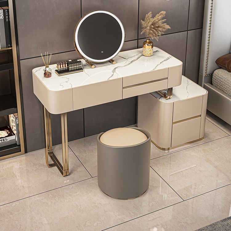 Luxurious Wood and Metal Make-up Vanity 5 Drawers & Lighted Mirror Dressing Table