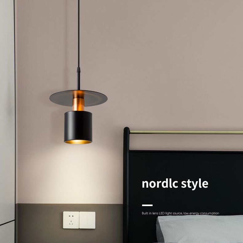 Black Metal Disco Metal Sombra colgante Ligero de hierro Moderno Iluminación para comedor para comedor