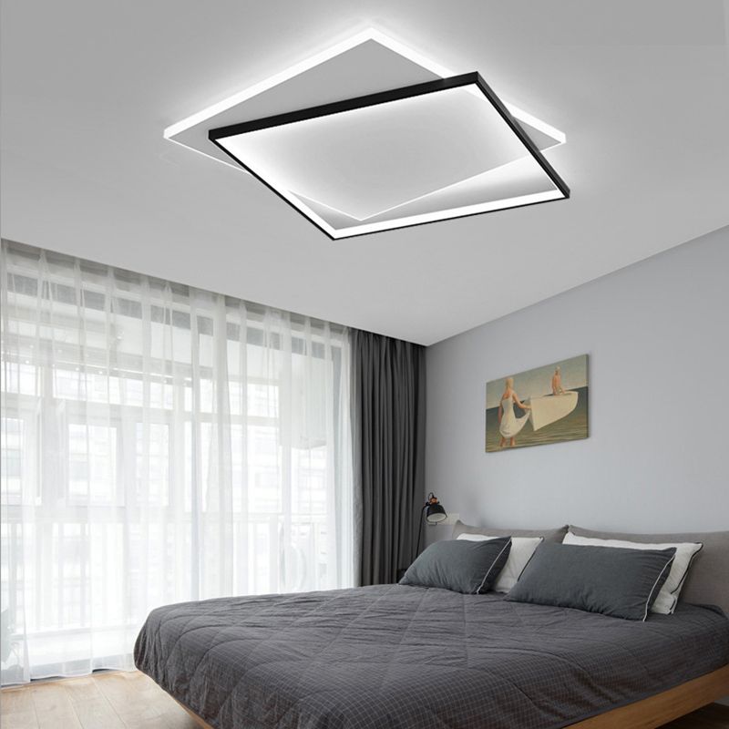 Plafonnier géométrique en métal, style simple, LED noir, éclairage proche du plafond