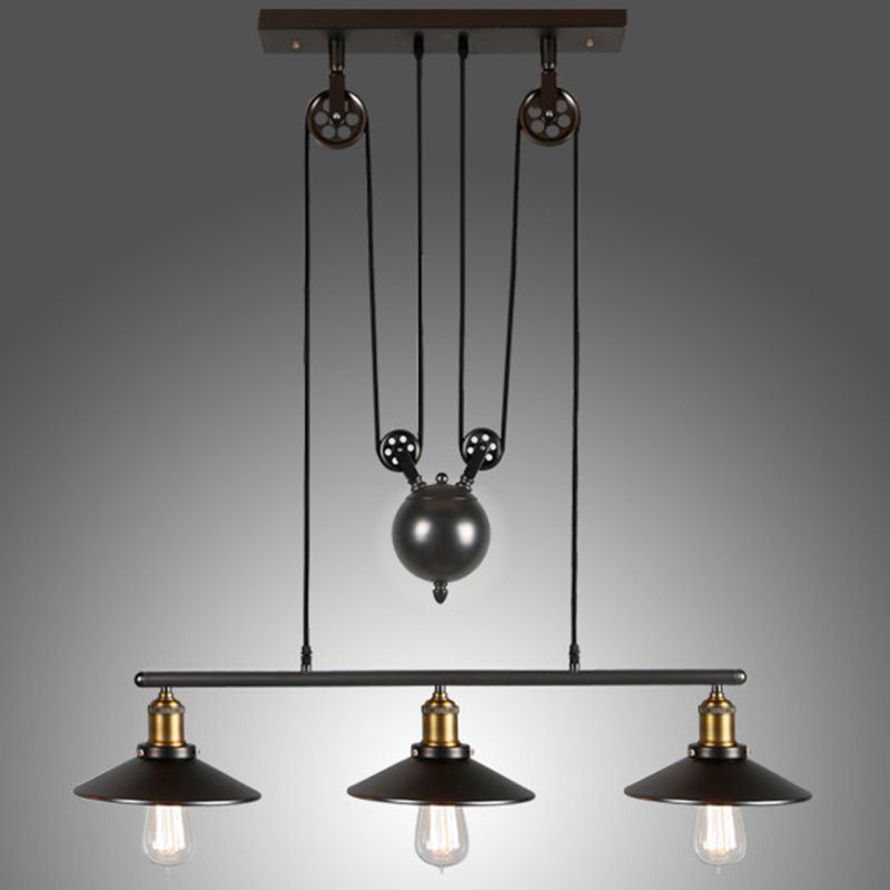 Cone Island Pendant Lights Retro Industrial Style Metal Island Pendant Lights for Restaurant