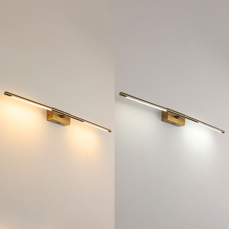 Linear Shade 1-Light Wall Sconce Modern Simple Style Mirror Wall Lighting in Gold