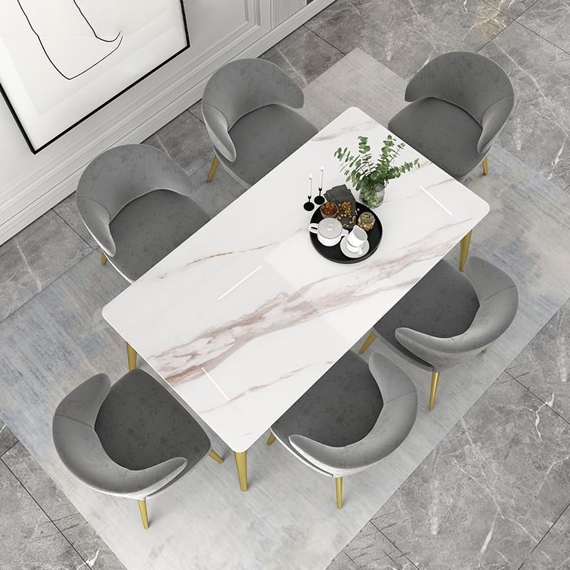 1/2/5/7 Pcs Metal Scandinavian Dining Room Set with Rectangle Table Dinette Set