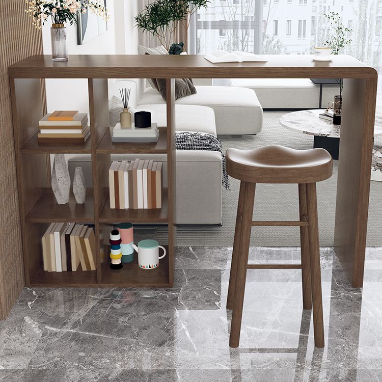 Modern Style Bar Table Rectangle Solid Wood Bar Table for Living Room