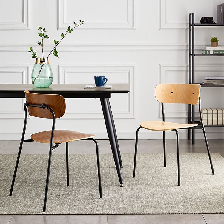 Silla de comedor interior y exterior moderna de metal, silla lateral de comedor con respaldo abierto sin brazos