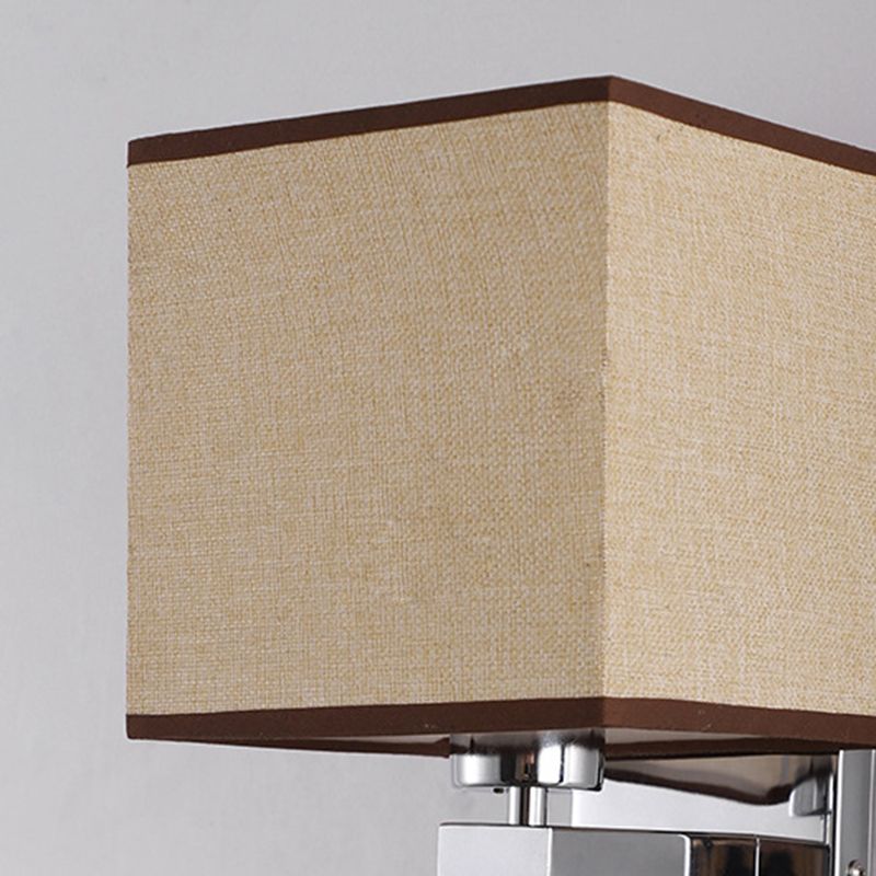 Modern Metal Wall Sconce Rectangle Shape Wall Light with Fabric Shade for Study