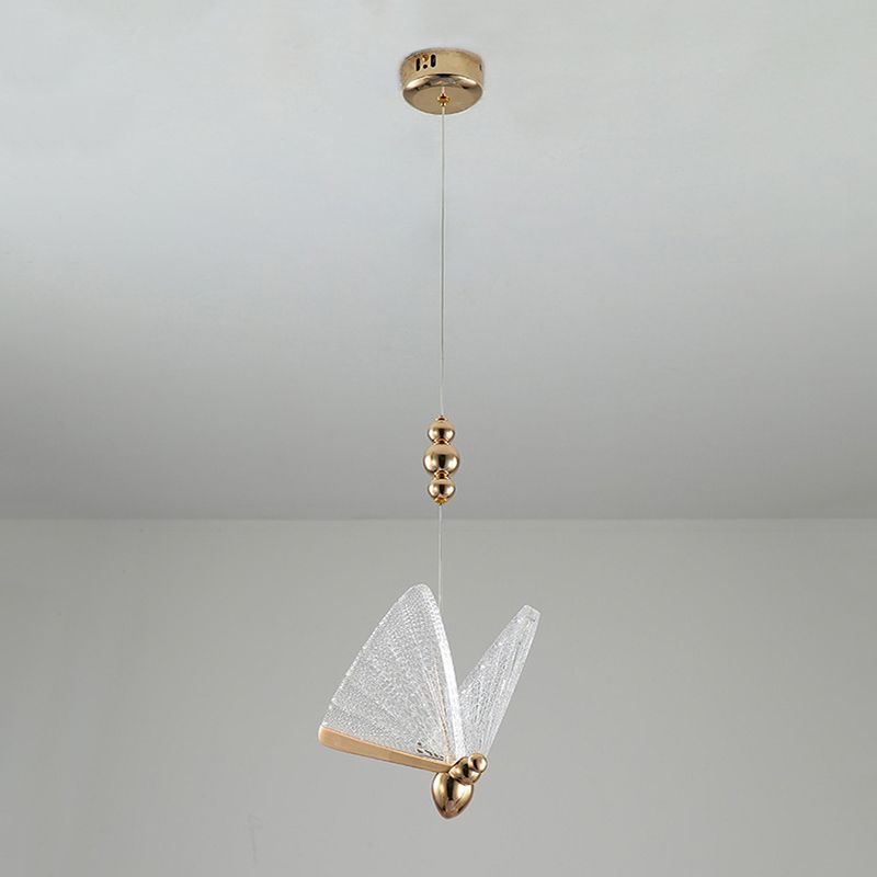Luz colgante de mariposa acrílica, luces de techo colgantes de lujo modernas para dormitorio