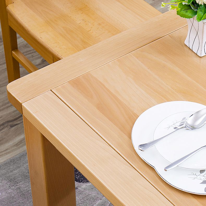 Rectangle Beech Wood Table in Nature Modern Dining Table with 4 Legs for Restaurant