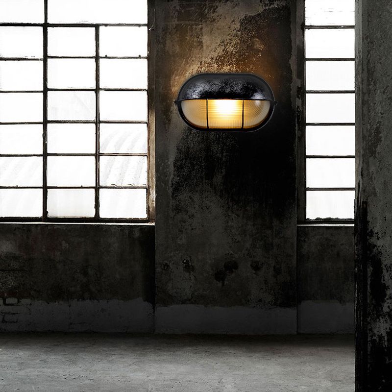 Industrial Metal Wall Sconce Geometric Shape Wall Light with Glass Shade for Living Room