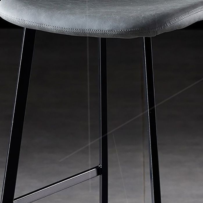 Scandinavian Restaurant Leather Stool Matte Finish Footrest Barstool