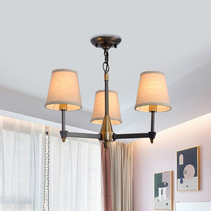 Kegelstof hanger kroonluchter land 3/6/8 hoofden hangend plafondlicht in zwart voor woonkamer
