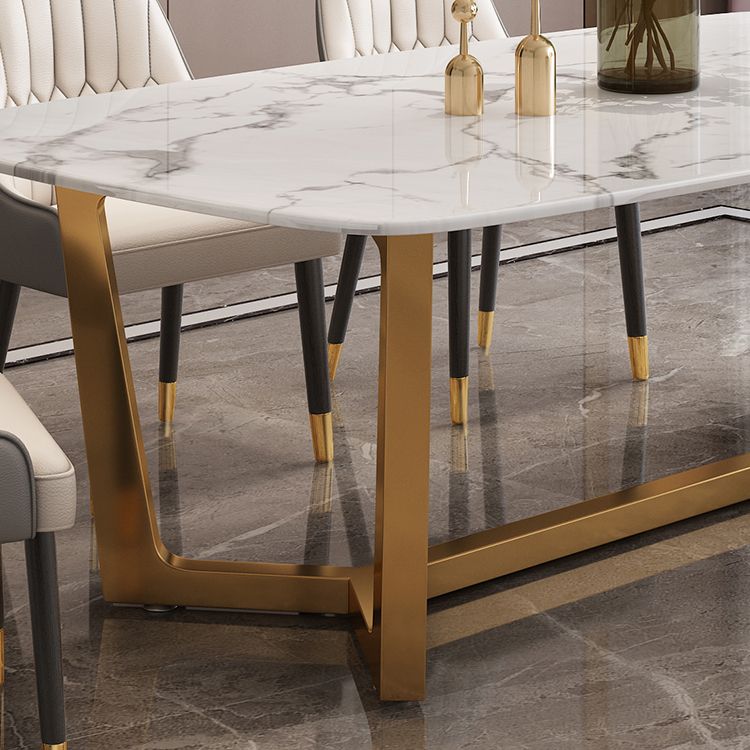 Luxusstil Home Sintered Stein Esstisch Rechteckiger Form Tisch mit Trestle Basis