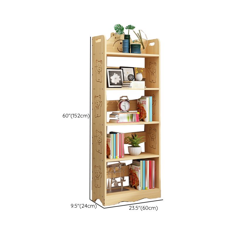 Modern Vertical Wooden Shelf Bookcase Shelves Included Natural Bookshelf for Home