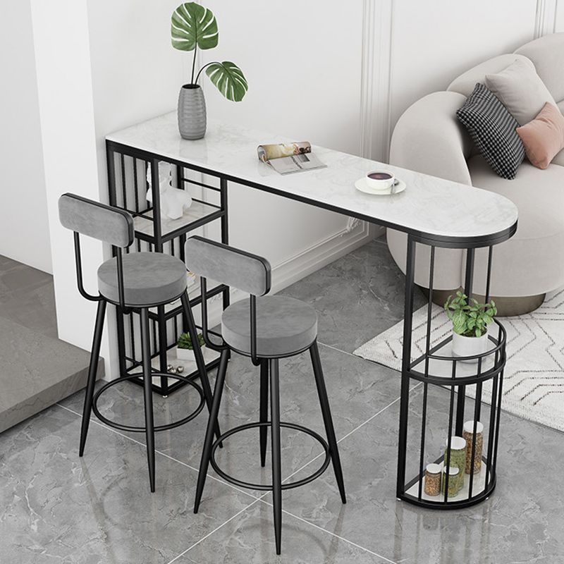 White Marble Counter-height Pub Table Modern Bar Dining Table for Living Room