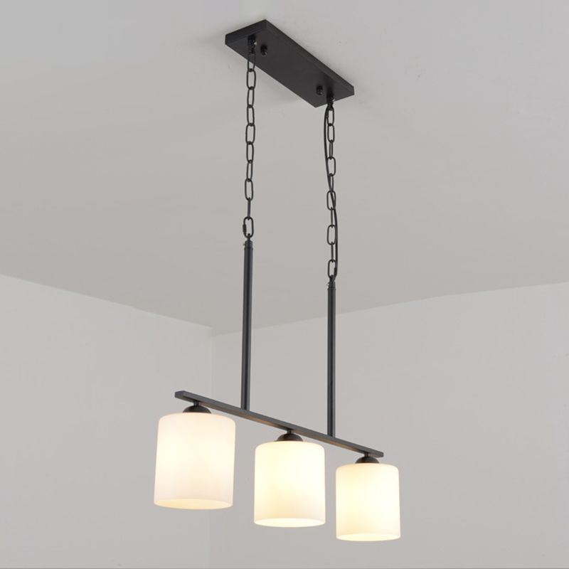 Modern Style Cylinder Chandelier Light Glass 3 Lights Hanging Ceiling Light