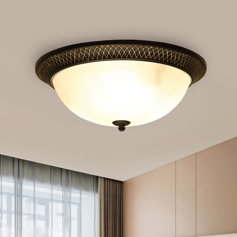 Opaline Glass Brass Flush Mount Semicircle LED Classic Ceiling Light Fixture for Hallway, 12.5"/15" W
