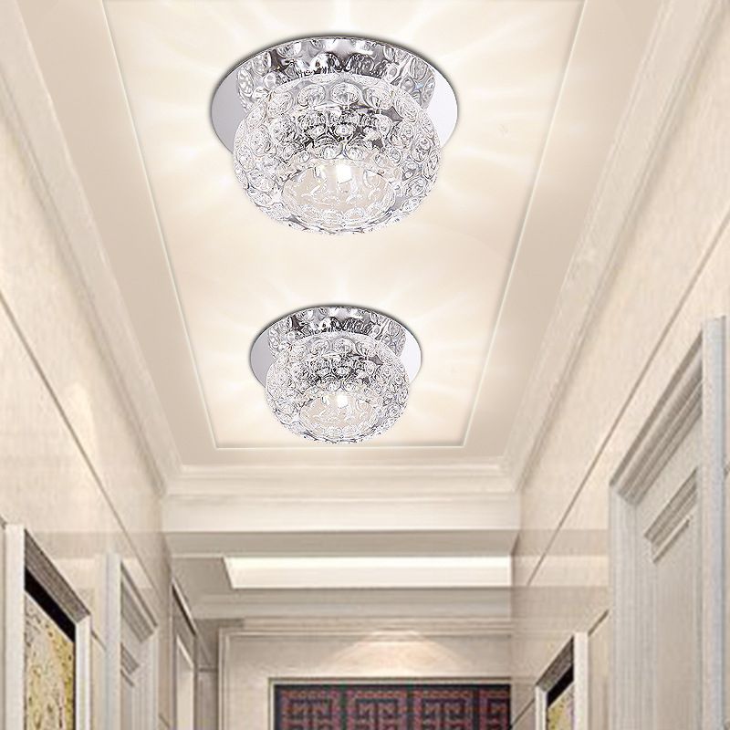 Doughnut Corridor LED Flush Mount Lighting Clear K9 Crystal Simplicity Flush Mount Ceiling Light