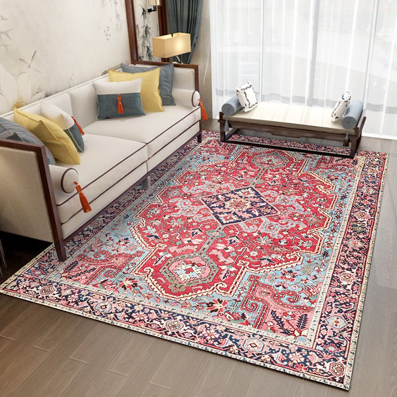 Mid-Century Moroccan Tile Rug Polyester Carpet Stain Resistant Indoor Carpet for Living Room