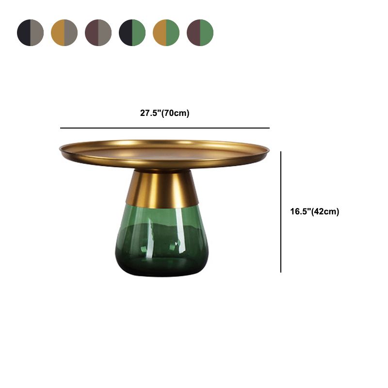 Mid-Century Modern Coffee Table Metal Tray Top Round Single Coffee Table