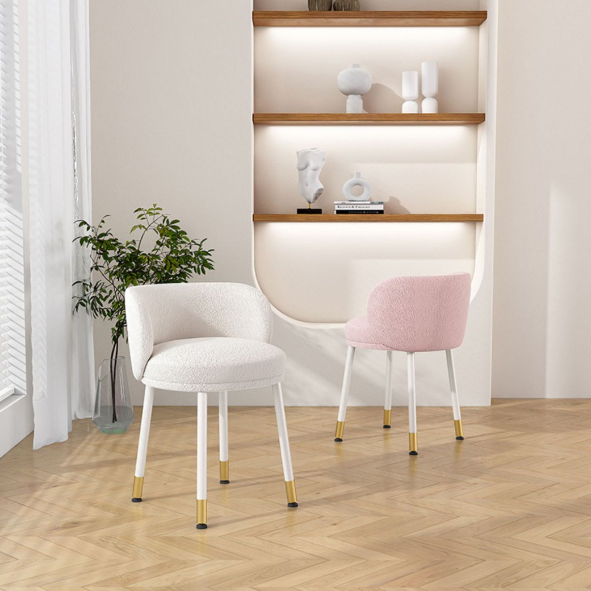 Scandinavian Upholstered Dining Chairs Armless Solid Back Chair