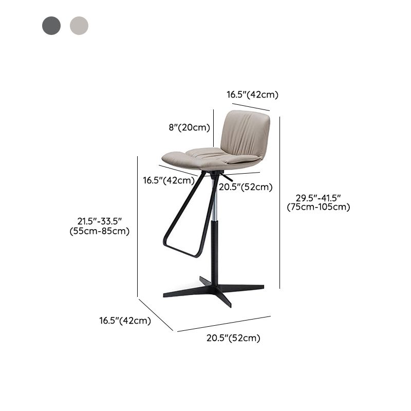 Industrial Style Adjustable Bar Stool Leather Counter Bar Stool with Metal Legs for Home