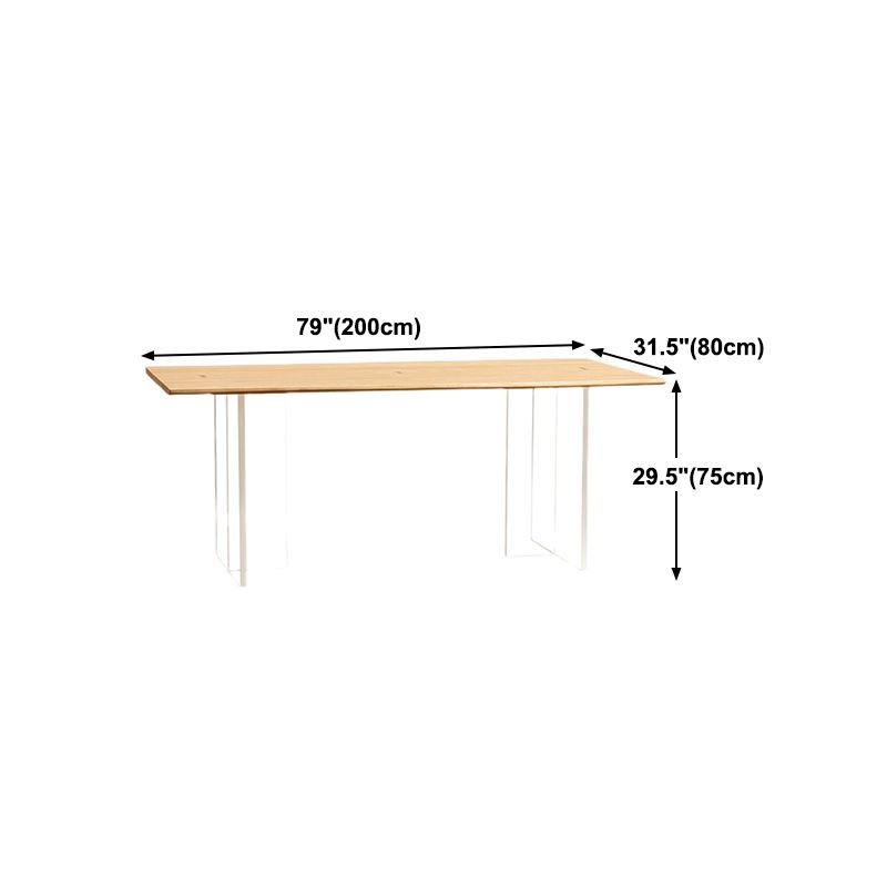 Rectangle Pine Wood Dining Table Modern Kitchen Table with Acrylic Double Pedestal