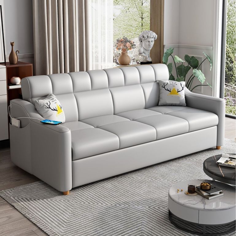 Contemporary Sofa Bed Gray with Storage Cushion Back Upholstered Futon Sleeper Sofa