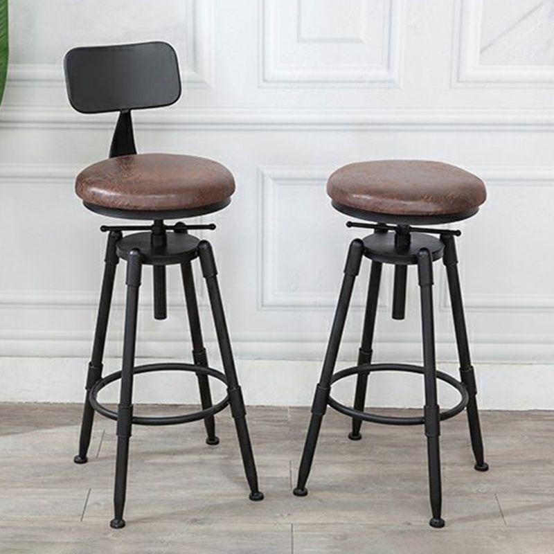 Industrial Bar and Counter Stool Adjustable Height Stool with 4 Black Legs