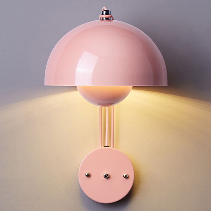 1-Light Wall Lamp Macaron Wall Mount Lamp with Metal Shade for Bedroom