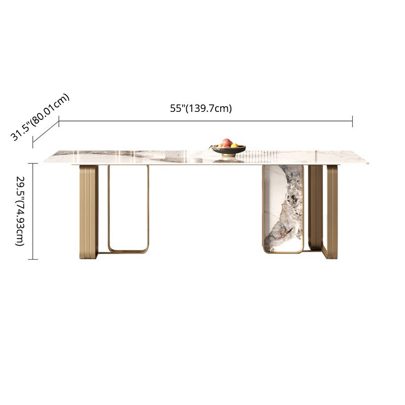 Moderne gesinterde stenen eettafel set standaard hoogte goudpoten dinerset voor huisgebruik