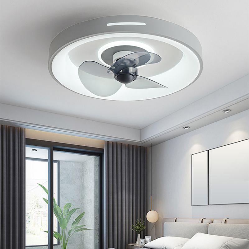 Metal Geometry Ceiling Fan Light Modern Style Single Light LED Flush Light