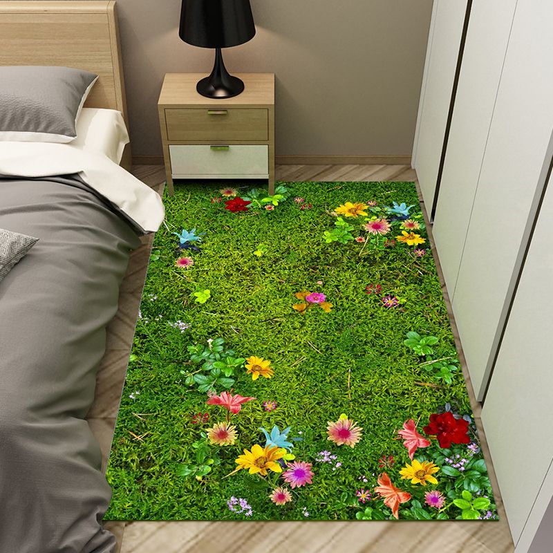 Yellow Modern Carpet Polyester Sunflower Carpet Stain Resistant Carpet for Living Room