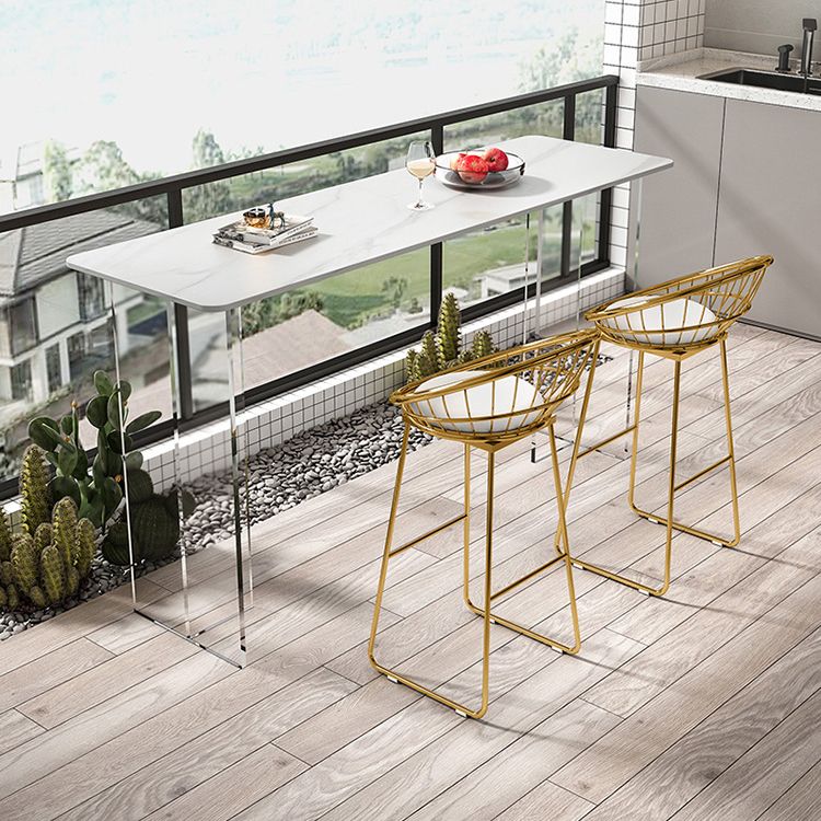 Rectangle Bar Table Set 1/2/3 Pcs Stone Bar Table and Metal Stools