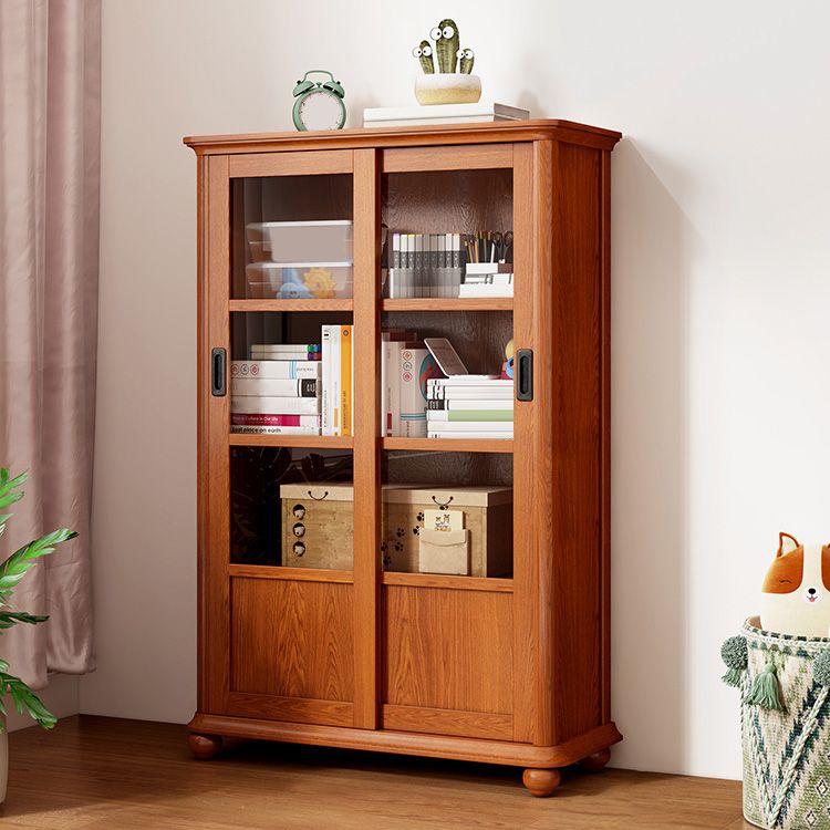 Scandinavian Brown Closed Back Shelf Bookcase Shelves Included for Home Office