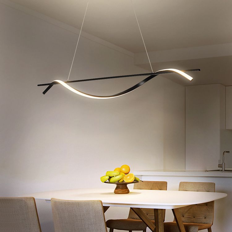 Waves Island Chandelier Lights Contemporary Metallic Chandelier Lighting Fixtures for Dining Table