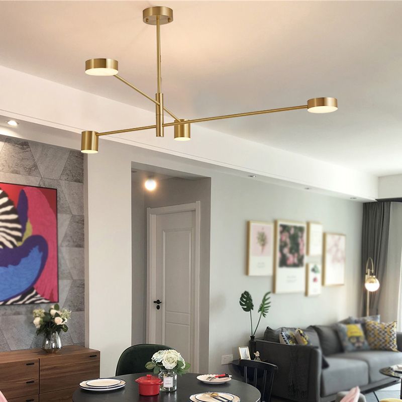 Luci del lampadario in metallo a forma di cilindro moderni apparecchi di illuminazione lampadario in oro
