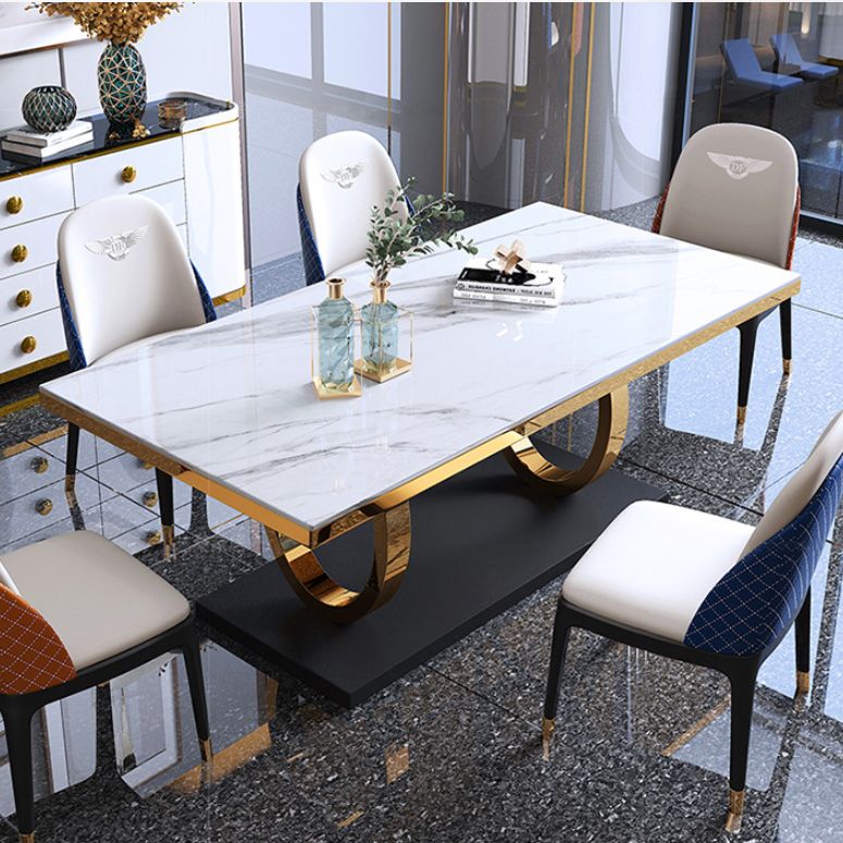 Traditional Luxury Rectangle Dining Table Stainless Steel Table for Dining Room