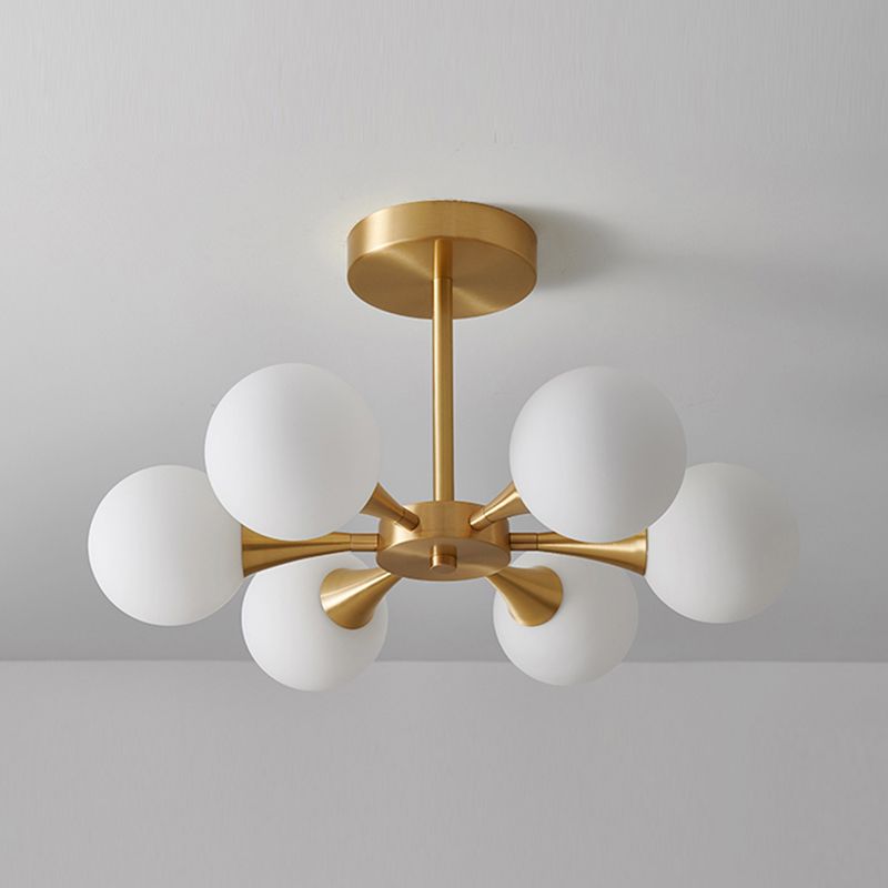 Contemporary Sphere Flush Light Fixture Glass Flush Mount Ceiling Fixture in Gold