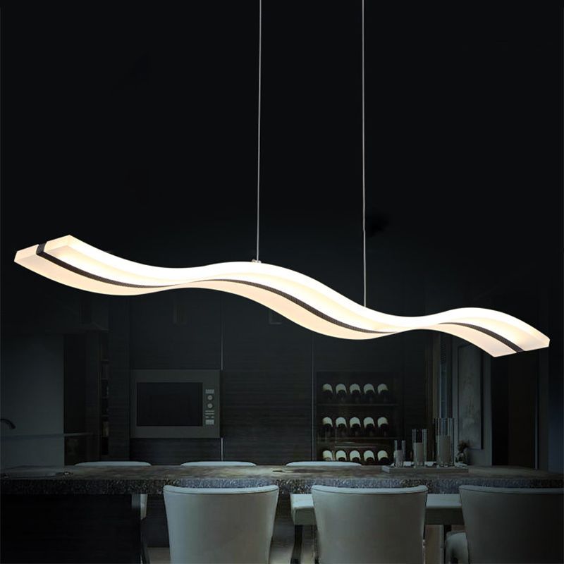 Modern Minimalist LED Island Pendant Lighting  White Long Acrylic Island Ceiling Light for Living Room