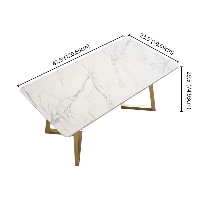 Juego de comedor escandinavo rectangular Juego de muebles de comedor de piedra sinterizada con base metálica