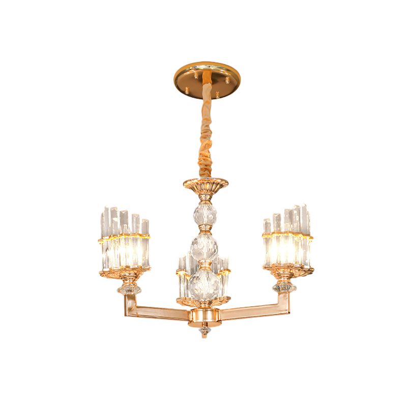 Gouden half geschilder kroonluchter moderne kristallen staaf 3/6 lichten woonkamer hangende hanger