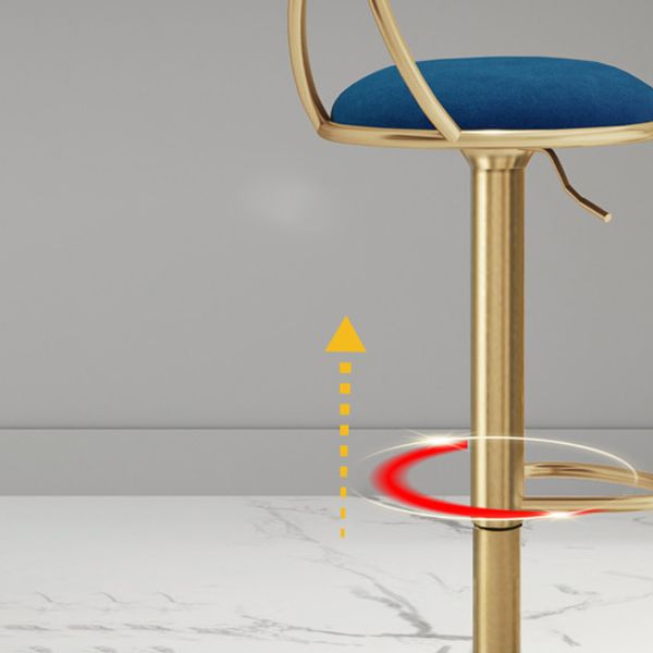 Glam Low Back Dining Stools Adjustable Height Bar Stools with Footrest