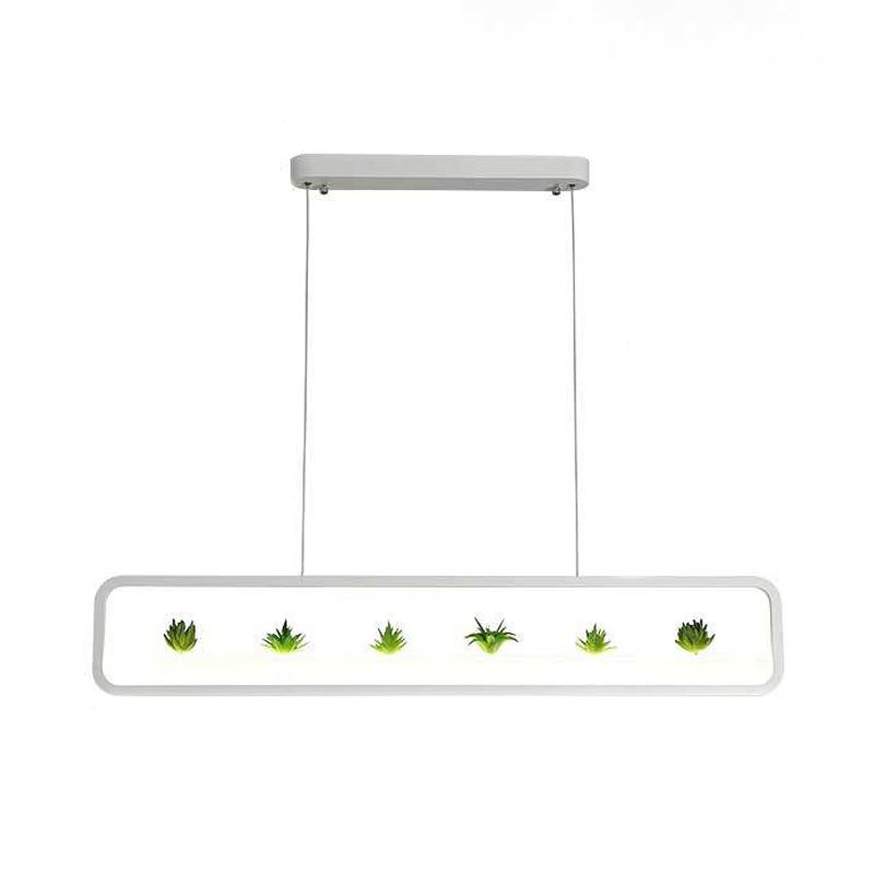Chandelier à île acrylique rectangulaire Simple 27,5 "/ 39" LED LED LEDING PLADER LEIL EN NOIR / BLANC