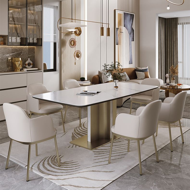 Nordic Glam Sintered Stone Rectangle Table Set 1/4/5/7 Pieces Dining Set for Home