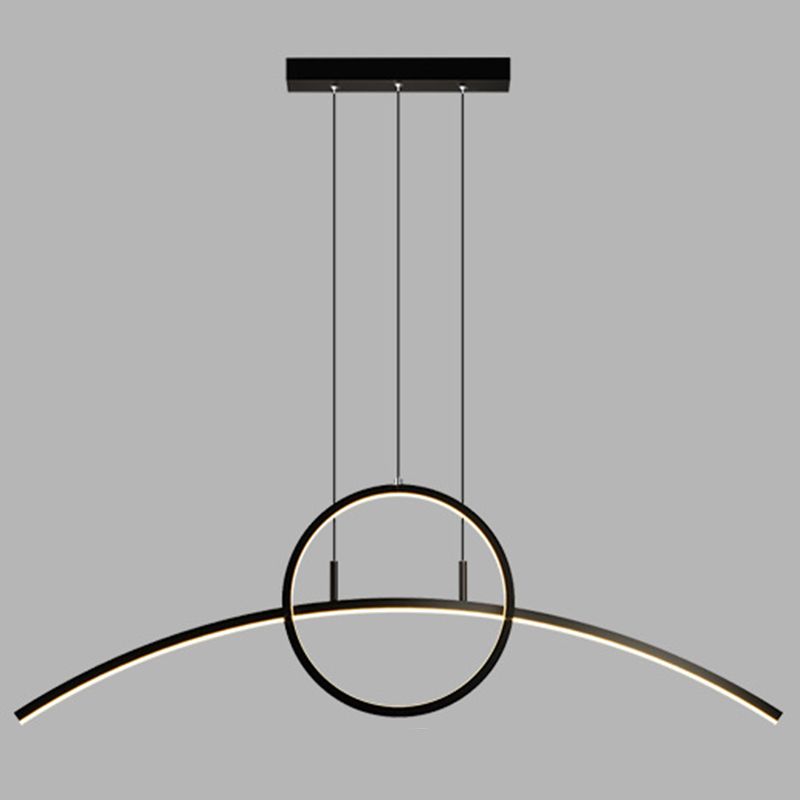 Circle and Linear Pendant Lighting Fixture Modern Style LED Metal Hanging Light Fixture