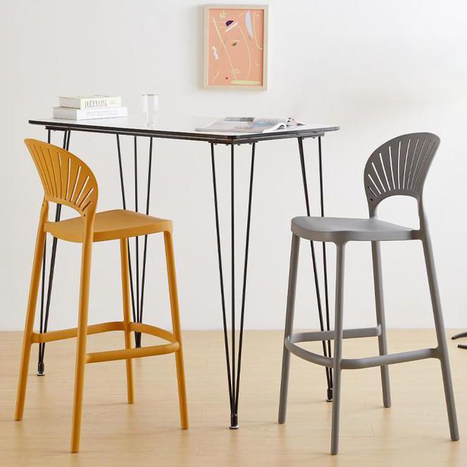 Modern Low Back Bar Stool Plastic Footrest Stackable Counter Stool