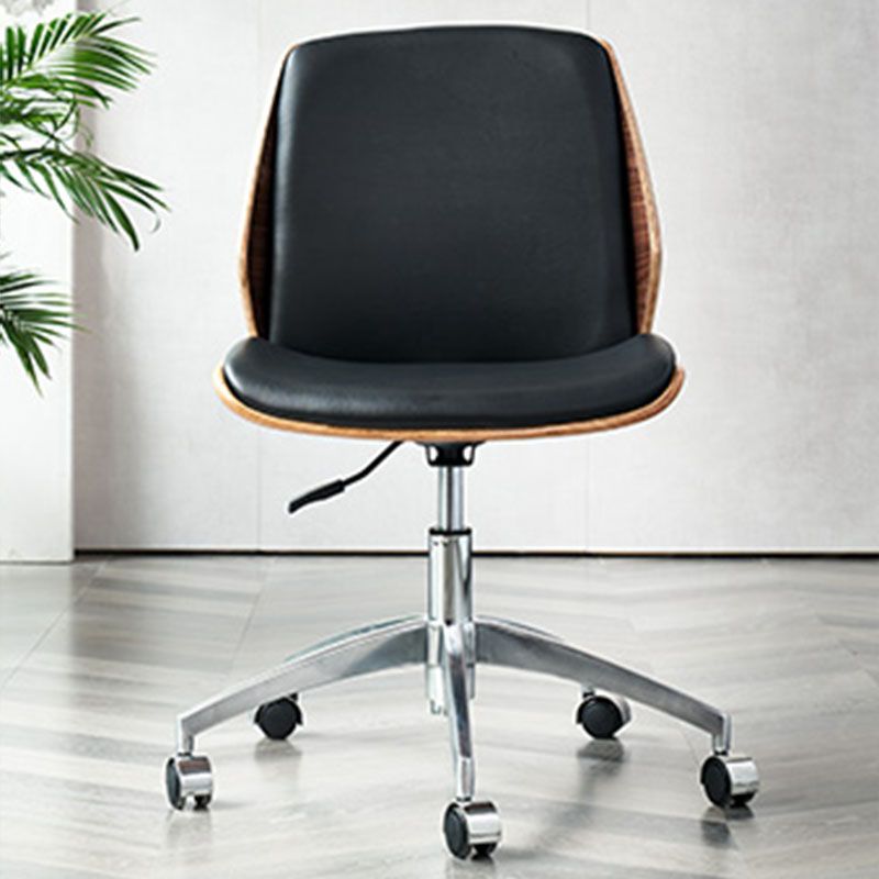 Faux Leather Office Chair Chrome Frame Armless Ergonomic Computer Desk Chair